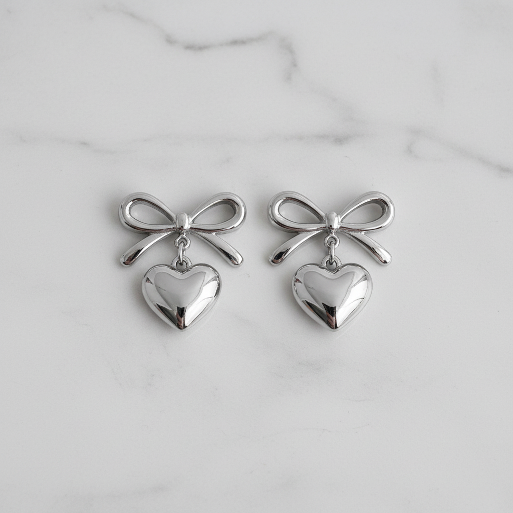 Orecchini Fiocco Cuore Silver
