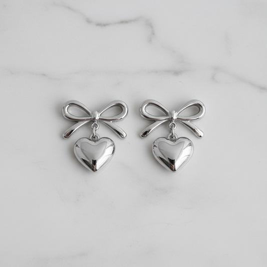 Orecchini Fiocco Cuore Silver