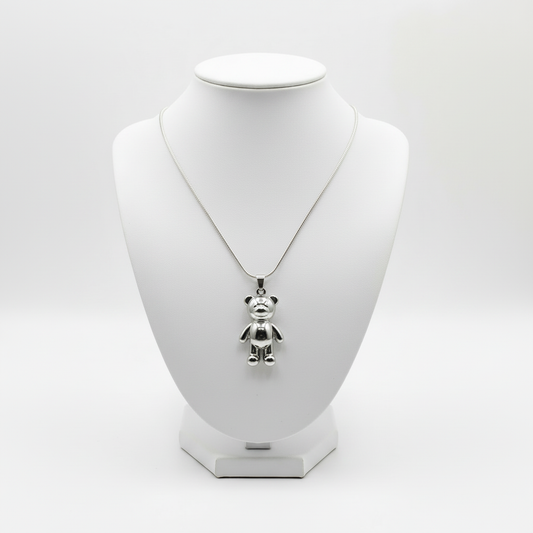 Collana orsetto silver 3cm acciaio inossidabile