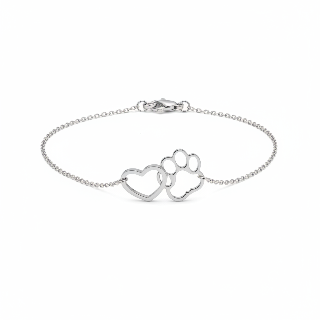 Bracciale Cuore e Zampa Argento