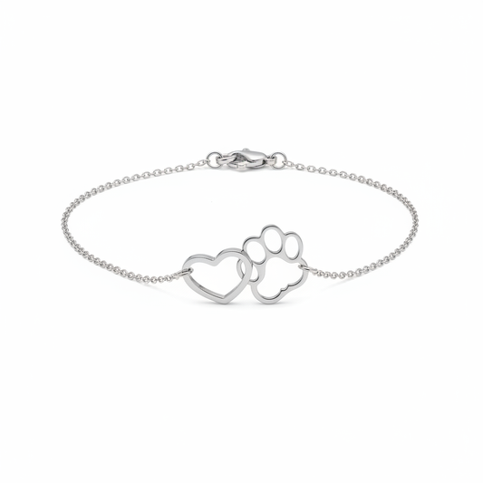 Bracciale Cuore e Zampa Argento