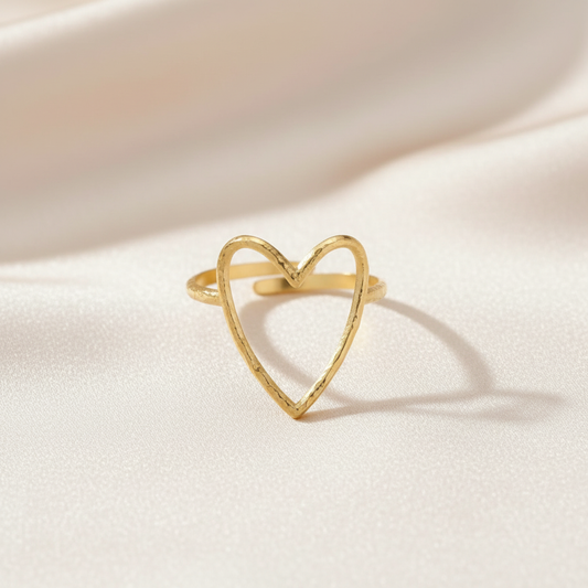 Anello cuore gold acciaio inossidabile