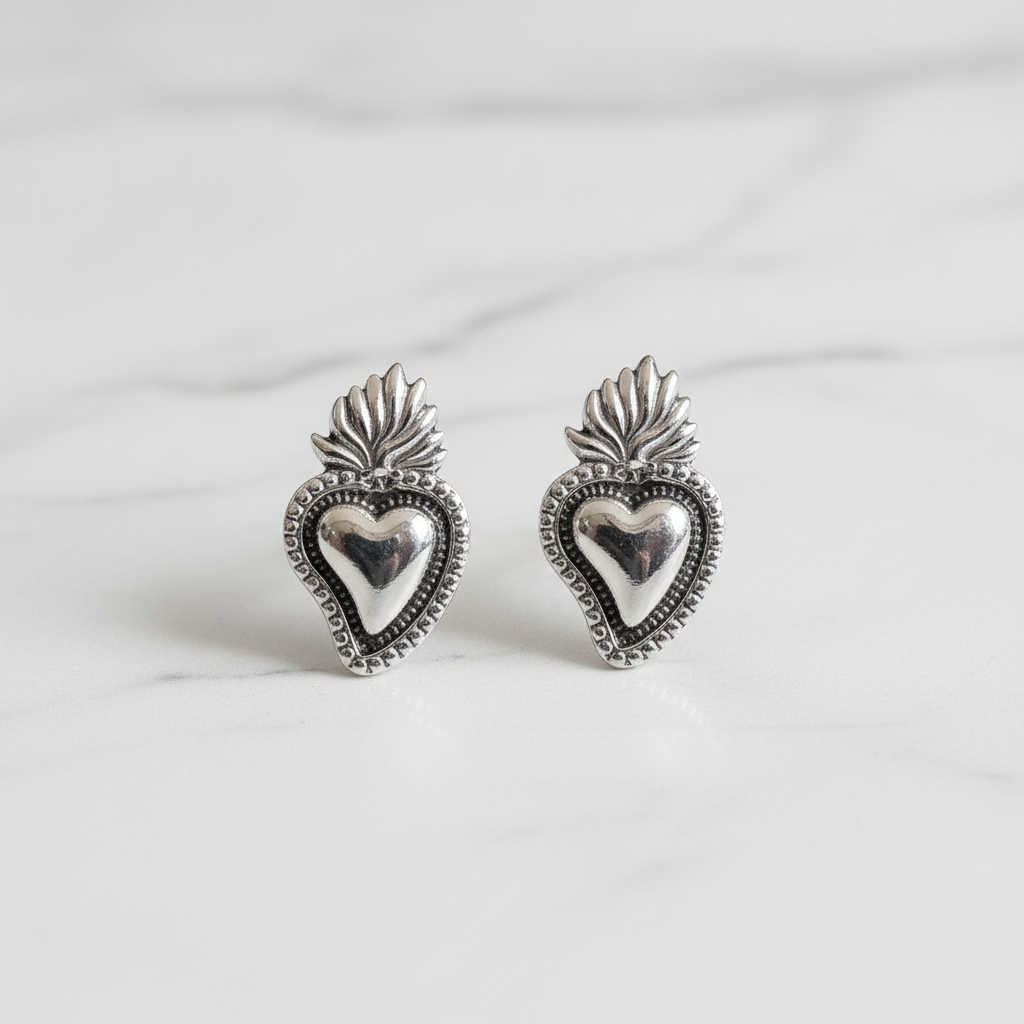 Orecchini Sacro Cuore Silver