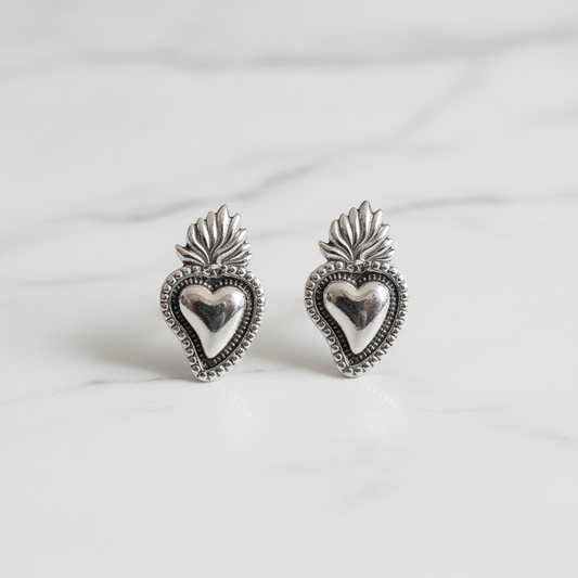 Orecchini Sacro Cuore Silver