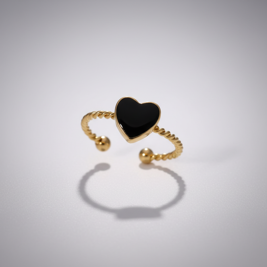 Anello cuore nero