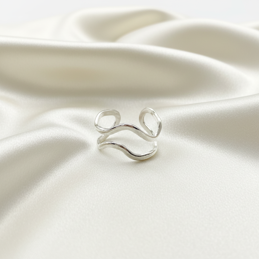 Anello wave doppio silver acciaio inossidabile