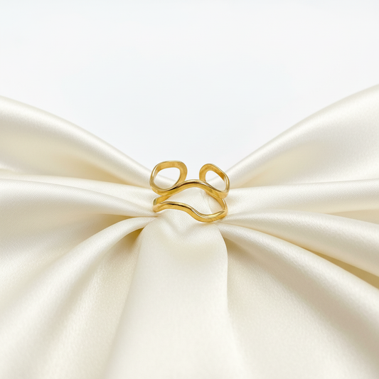 Anello wave doppio gold acciaio inossidabile