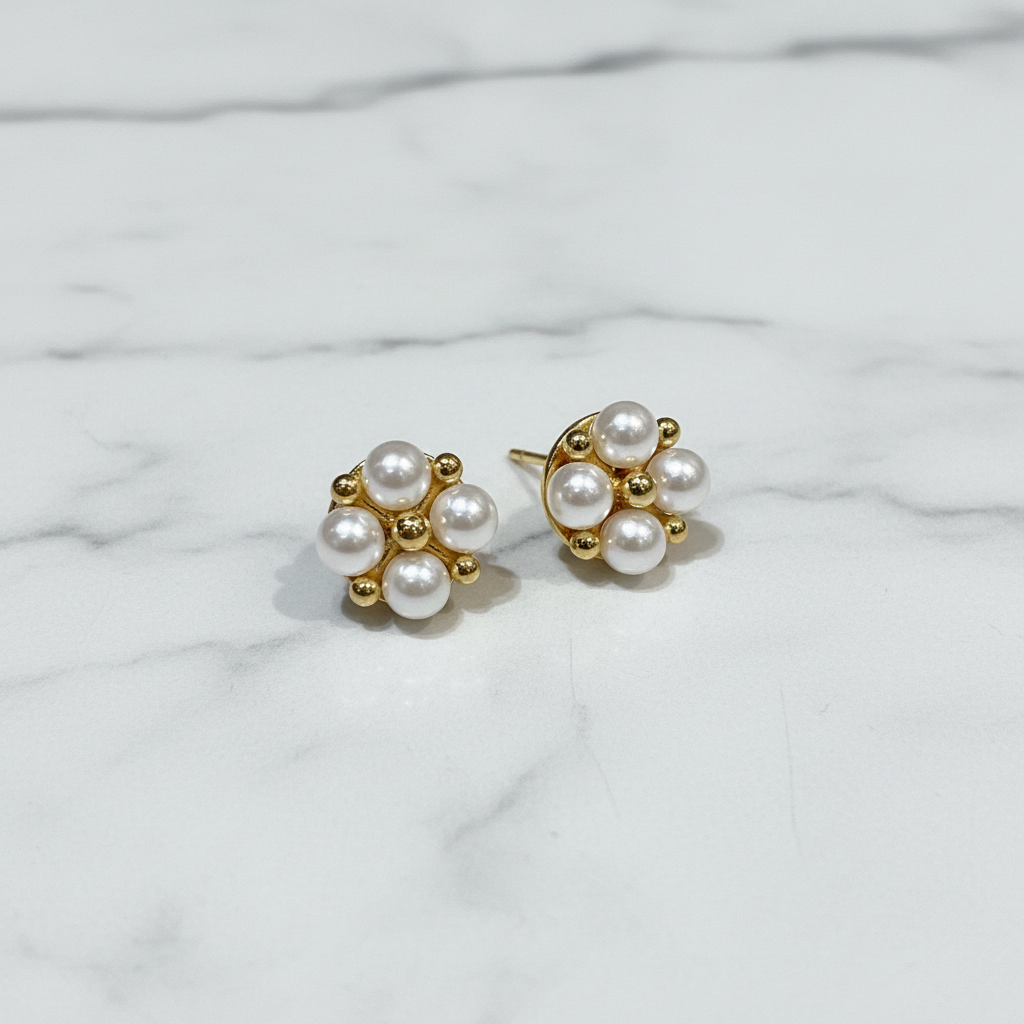 Orecchini Fiore Perle Gold