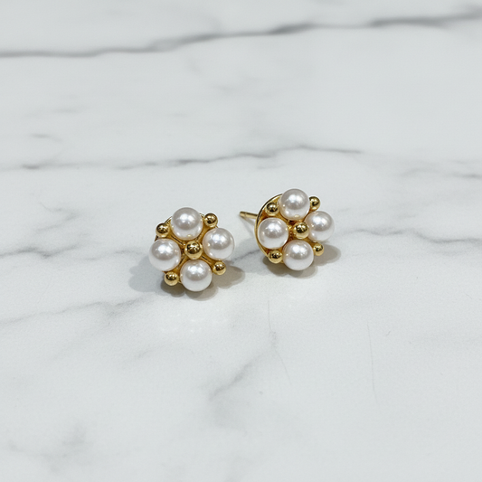 Orecchini Fiore Perle Gold