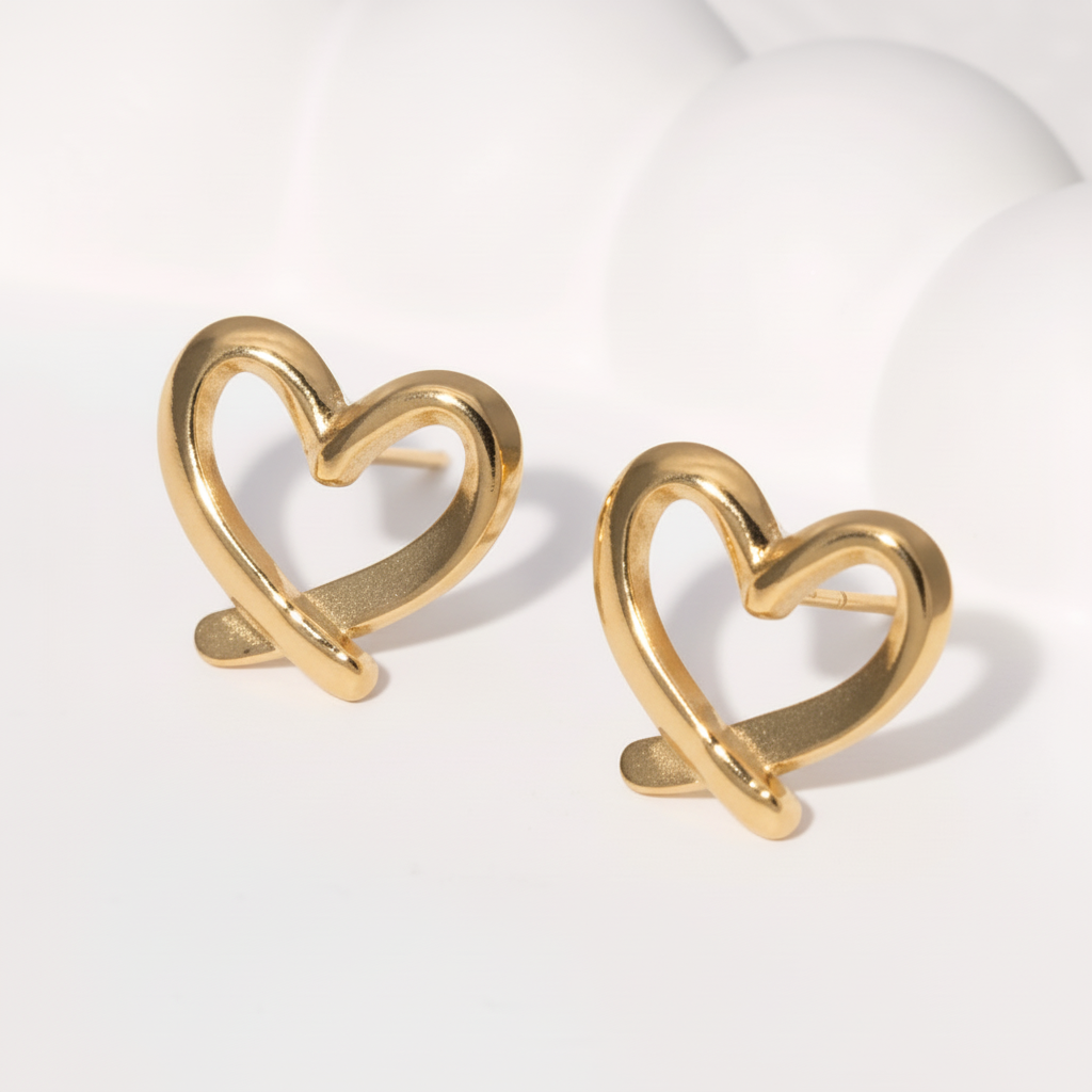 Orecchini cuore gold acciaio inossidabile