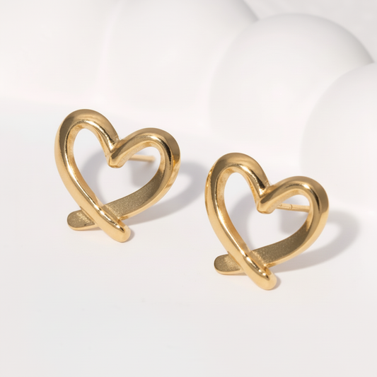 Orecchini cuore gold acciaio inossidabile