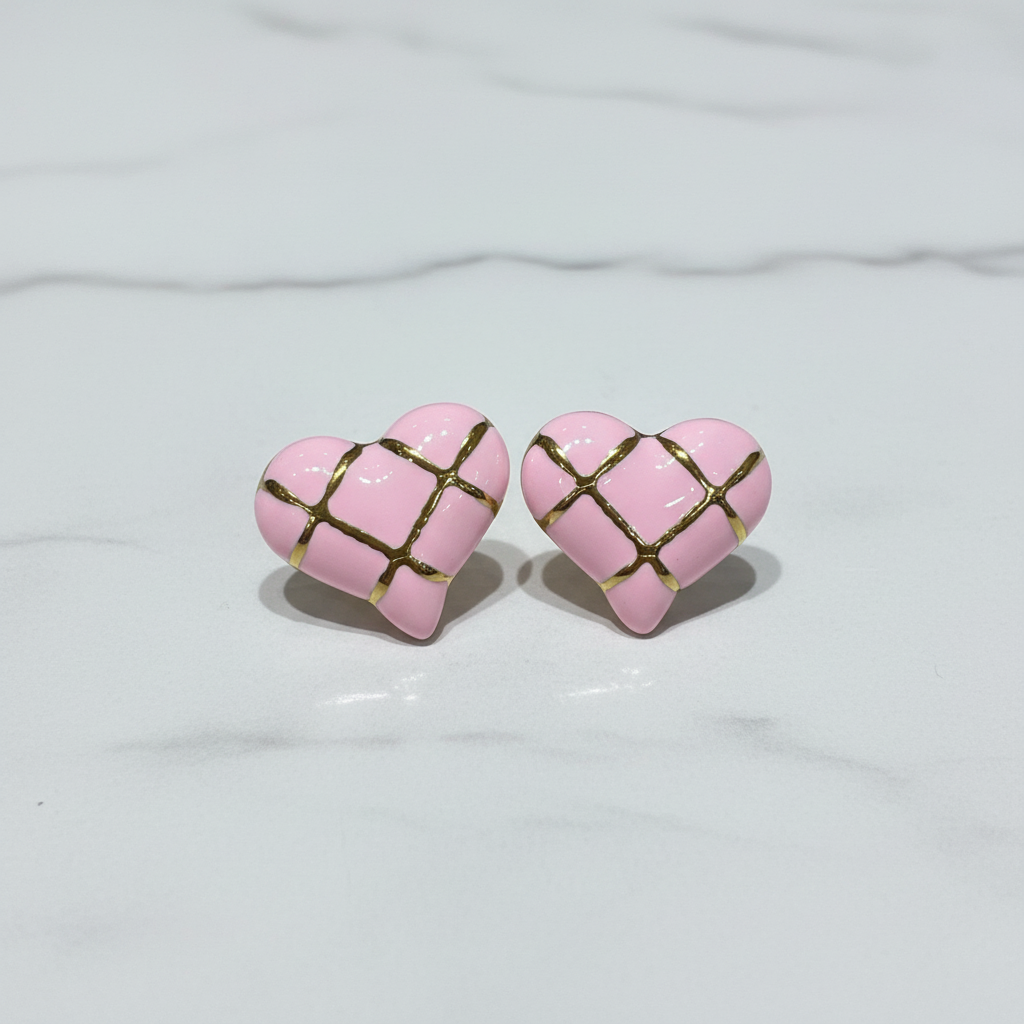 Orecchini Cuore Rosa Cipria