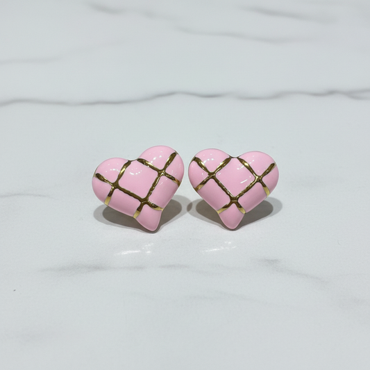 Orecchini Cuore Rosa Cipria