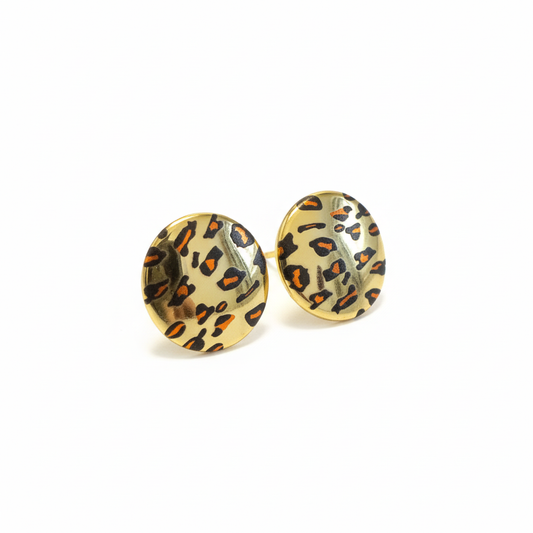 Orecchini leopard tondi gold acciaio inossidabile