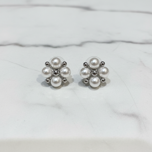 Orecchini Fiore Perle Silver